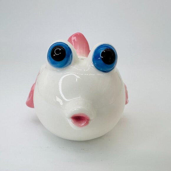 NEW Whimsical Ceramic Fish Succulent Planter – Blue Eyes & Pink Fins - Picture 9 of 9